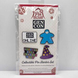 NIP Pin Bazaar Gen Con 2021 Starter Set - 4 Pins Meeple Wizard Hat Gamer Online